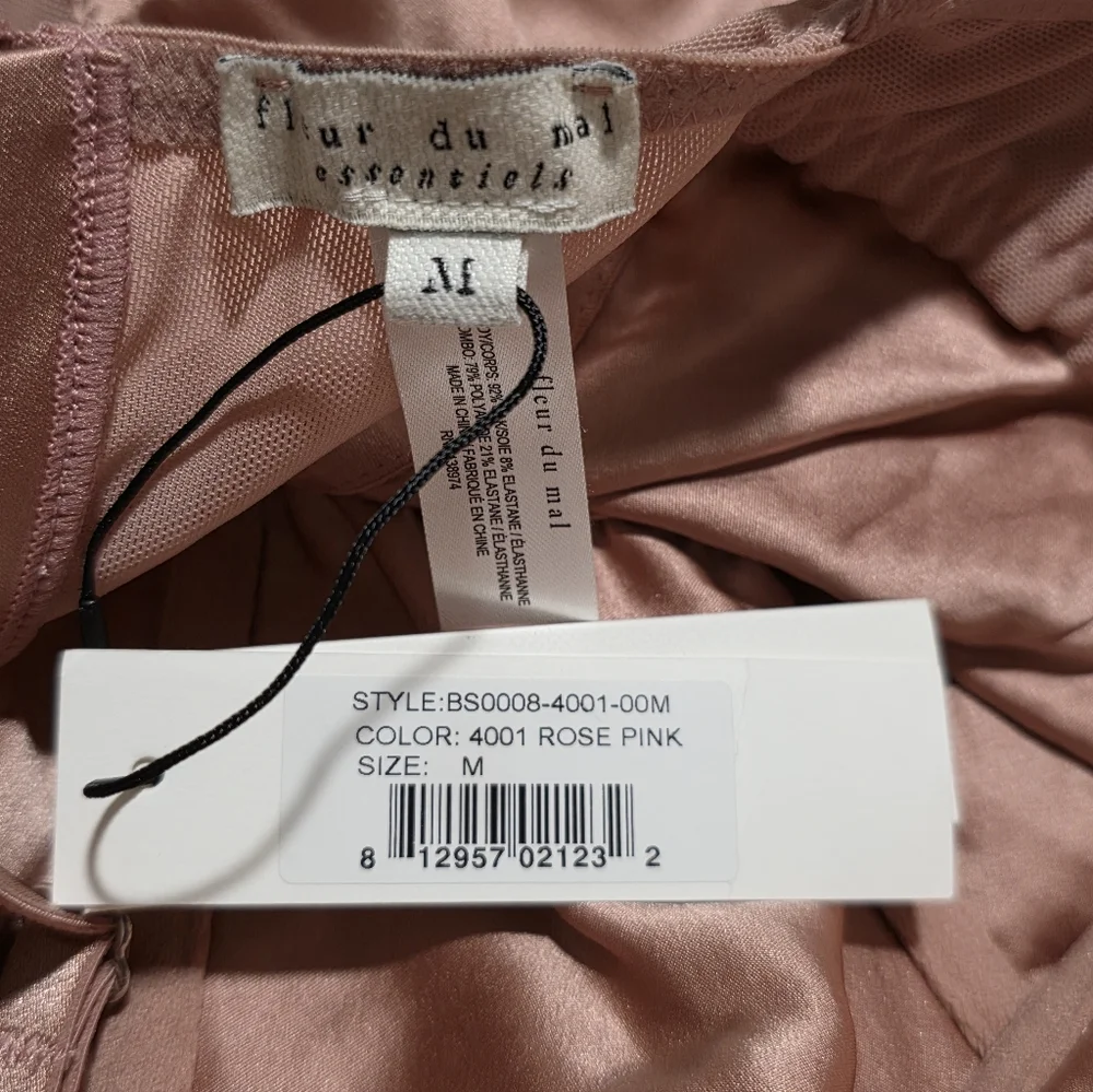 Fleur du Mal Satin Bullet Bodysuit in Rose Pink Size Medium NWT - Picture 5 of 5